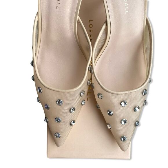 NEW Loeffler Randall Paloma Mules heels shoes Cream rhinestones Revolve 9.5 - Picture 7 of 13